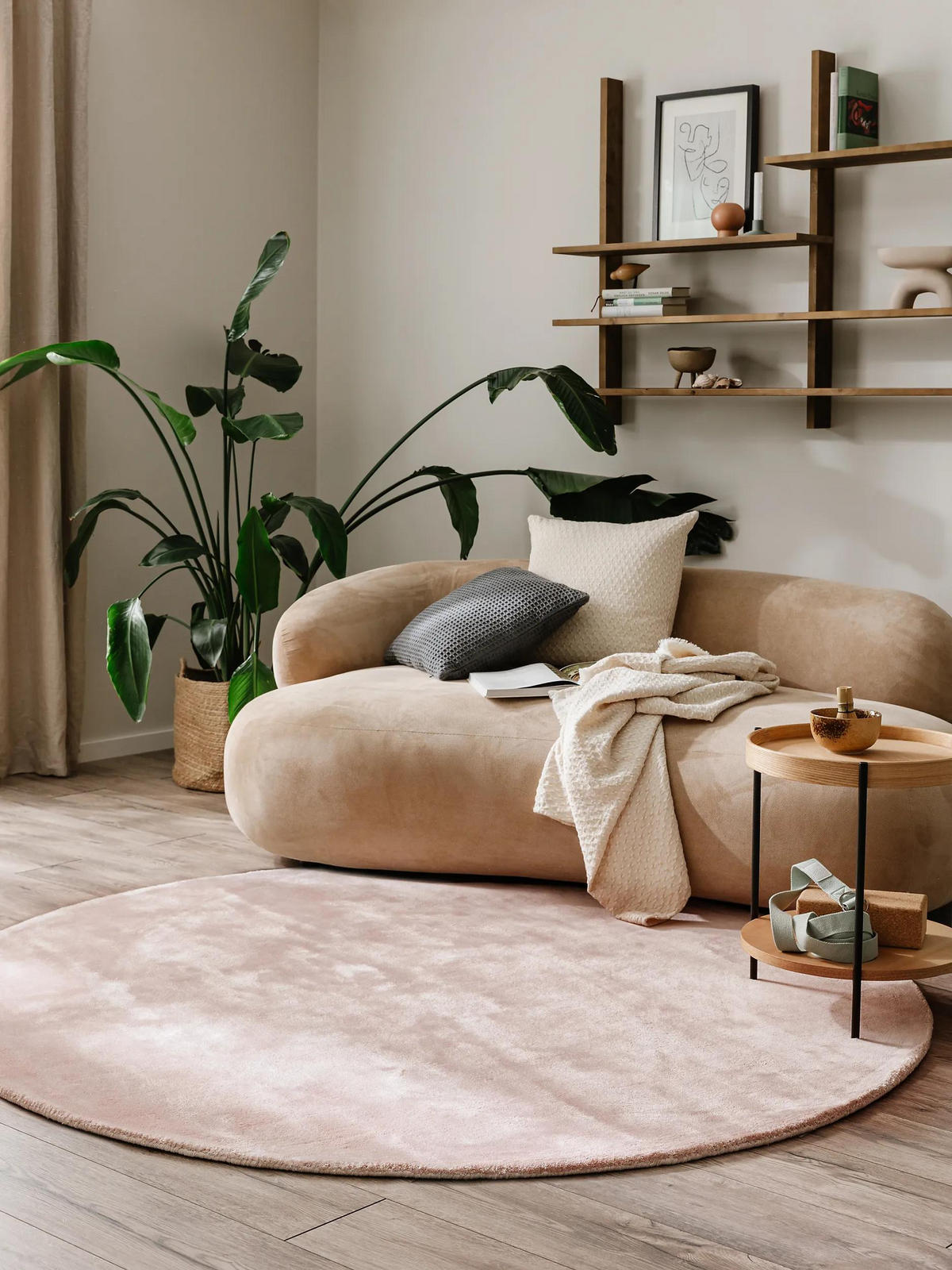 VISKOSETEPPICH rund Nela Rosa ø 120 cm rund - Rosa, Textil (120/120cm) - benuta Pure