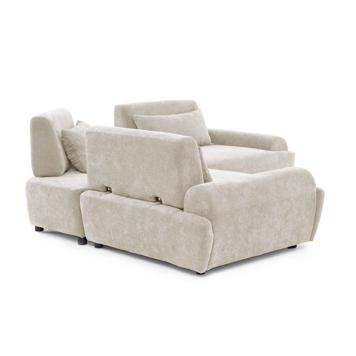ECKSOFA 3-Sitzer, Ekru - Weiß, Textil (231/231cm) - Oviala