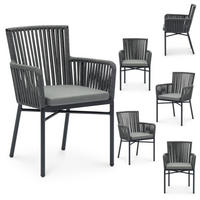 GARTENSTUHL AFUERA 6ER-SET - Schwarz/Grau, Textil/Metall (56/85/59cm) - IDIMEX