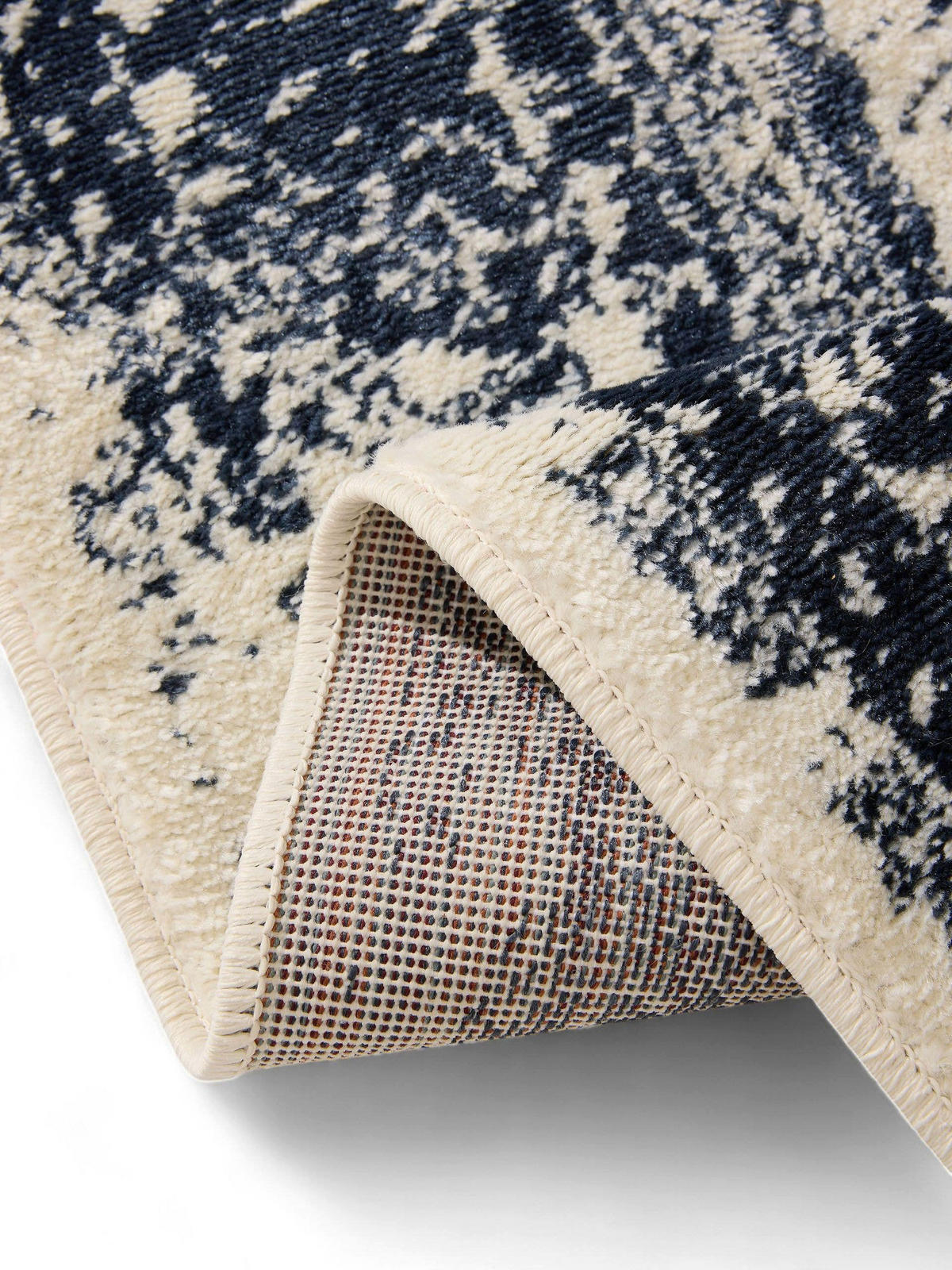 VINTAGE-TEPPICH Suki 160/230 cm - Blau/Creme, Kunststoff (160/230cm) - benuta