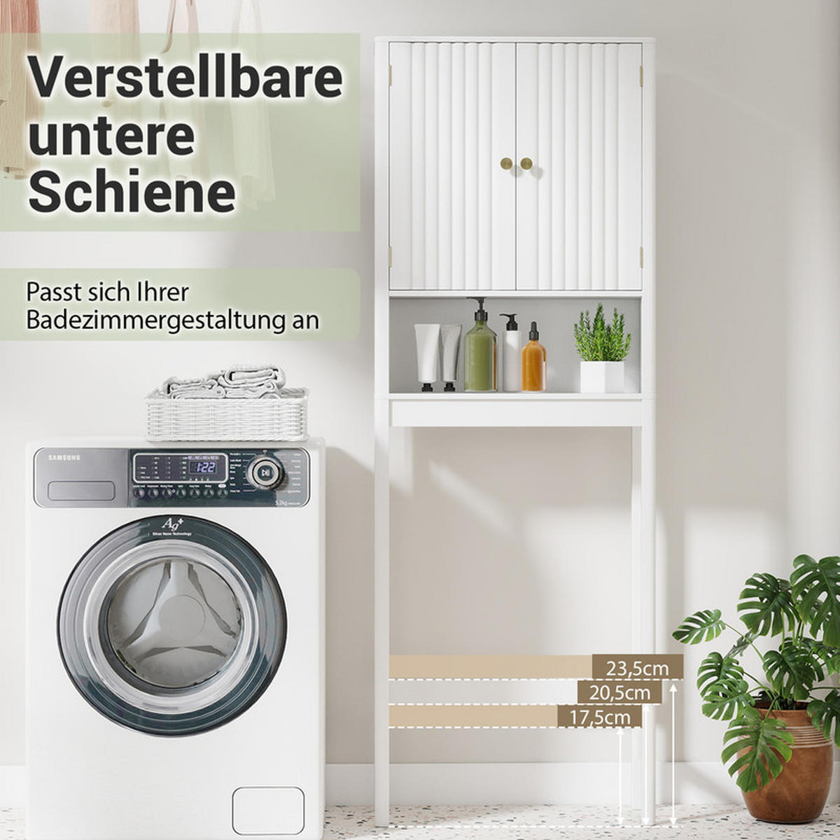 TOILETTENSCHRANK mit Türen weiß - Weiß, Holzwerkstoff (60/168/23cm) - COSTWAY