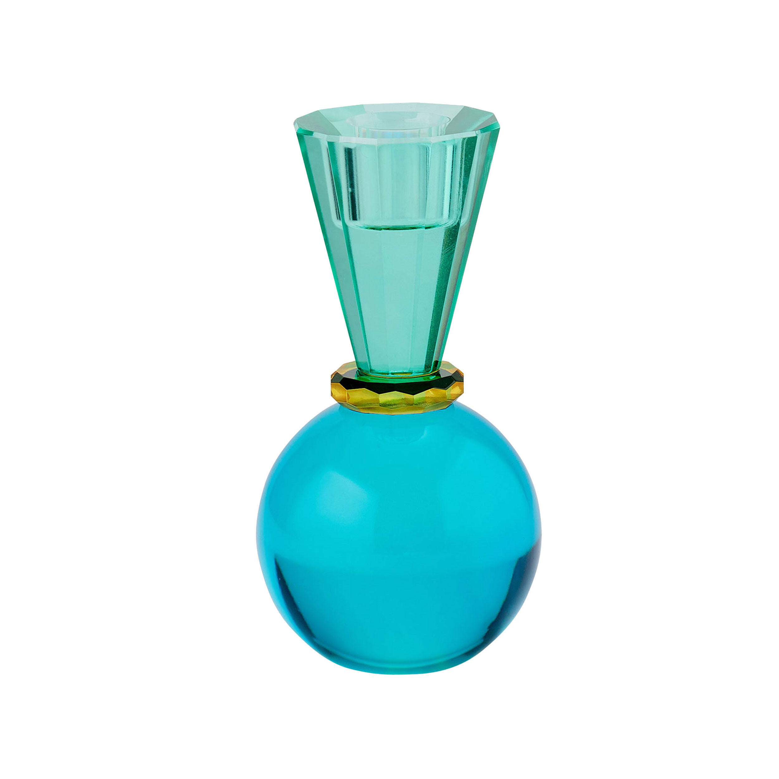 KERZENHALTER Sari Kugel Konus, Kristallglas, Grün, Blau, 13.5 cm - Grün, Glas (7/15.5/7cm) - Gift Company