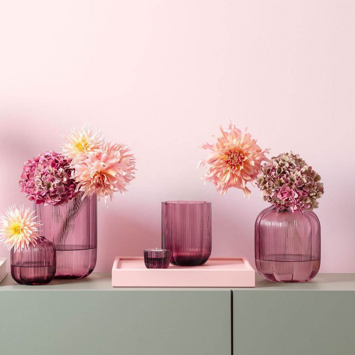 VASEN-SET Fleur bunt 22,5 cm 3er Set - Multicolor, Glas (16/22.5cm) - Villeroy & Boch