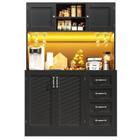 BIFE omara z LED-osvetlitvijo, 120/40/188 cm, MDF, črna - črna, leseni material (40/188/120cm) - OKMYHOME