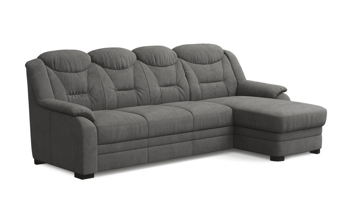 ECKSOFA mit Schlaffunktion – weiches Chenille-Gewebe - Anthrazit/Schwarz, Holz/Kunststoff (162/257cm) - Cotta