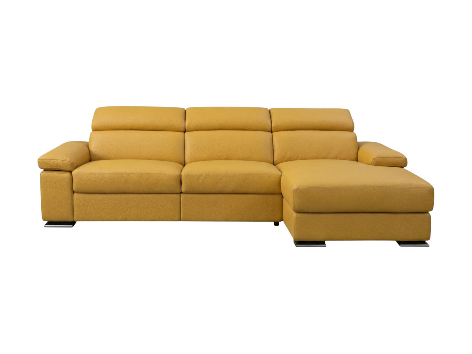 ECKSOFA Plutone Echtleder Senfgelb - Gelb, Leder/Metall (165/286cm)