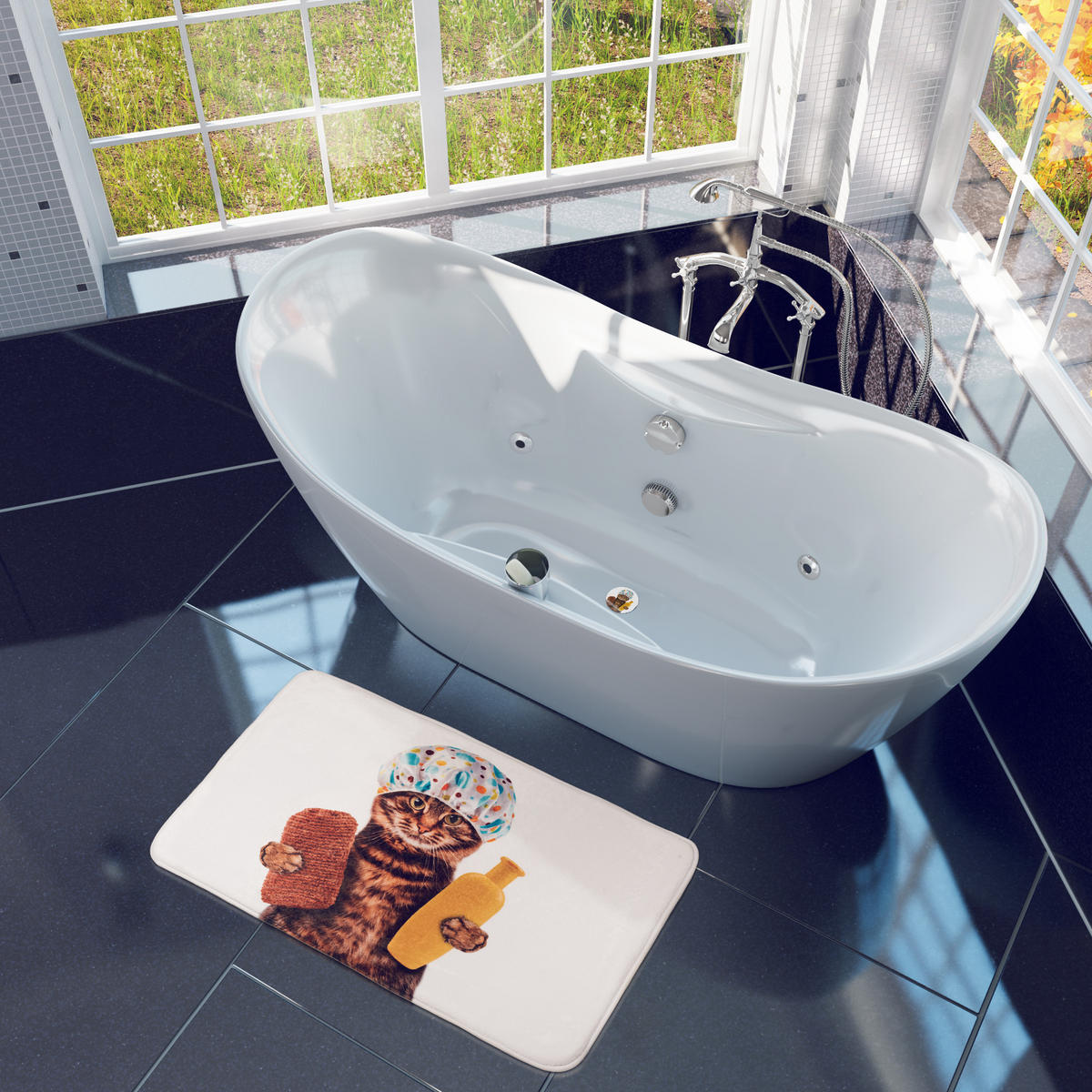 BADTEPPICH Shower Cat 70 x 110 cm - Braun, Textil (70/110cm) - Sanilo