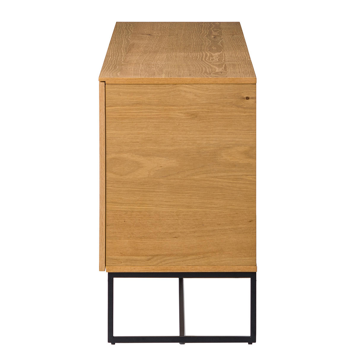 TV-LOWBOARD - Echtholzfurnier / Eisen, Breite 165 cm - Eichefarben/Schwarz, Holzwerkstoff (165/67/40cm) - home24