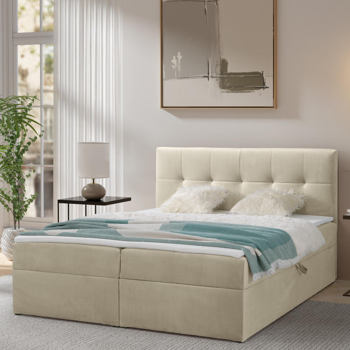 BOXBETT Toronto 180x200 Bonell-Matratze H3 und Topper - Silberfarben/Creme, Holz/Holzwerkstoff (180/200cm) - Ravio