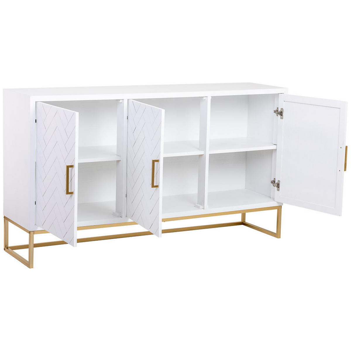 SIDEBOARD mit 3 türiges aus holz und metall 160x41x90 cm - Weiß, Holz (160/90/41cm) - Wanderlust
