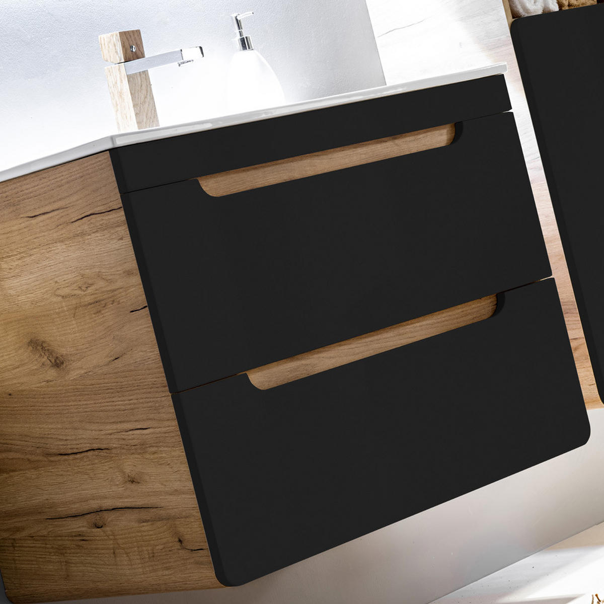 WASCHBECKENSCHRANK New-luton - Grau, Holzwerkstoff (80/59/46cm) - Lomado