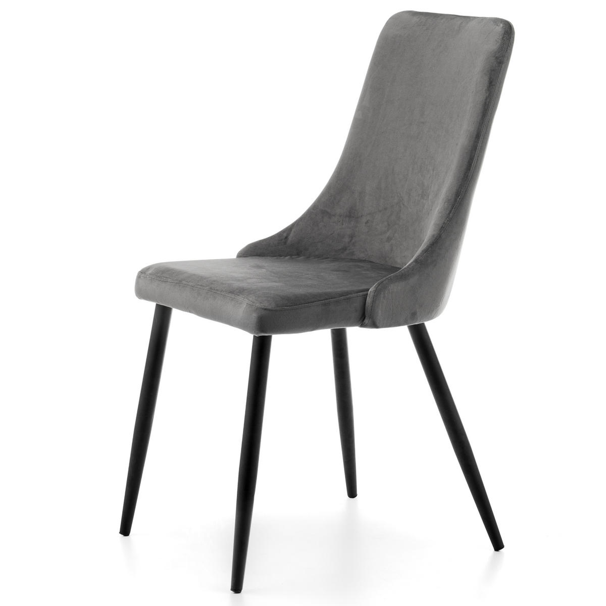 STUHL UNO gepolstert - grau - Samt Velours - Schwarz/Grau, Textil/Metall (48/95/57cm) - NEW HOME