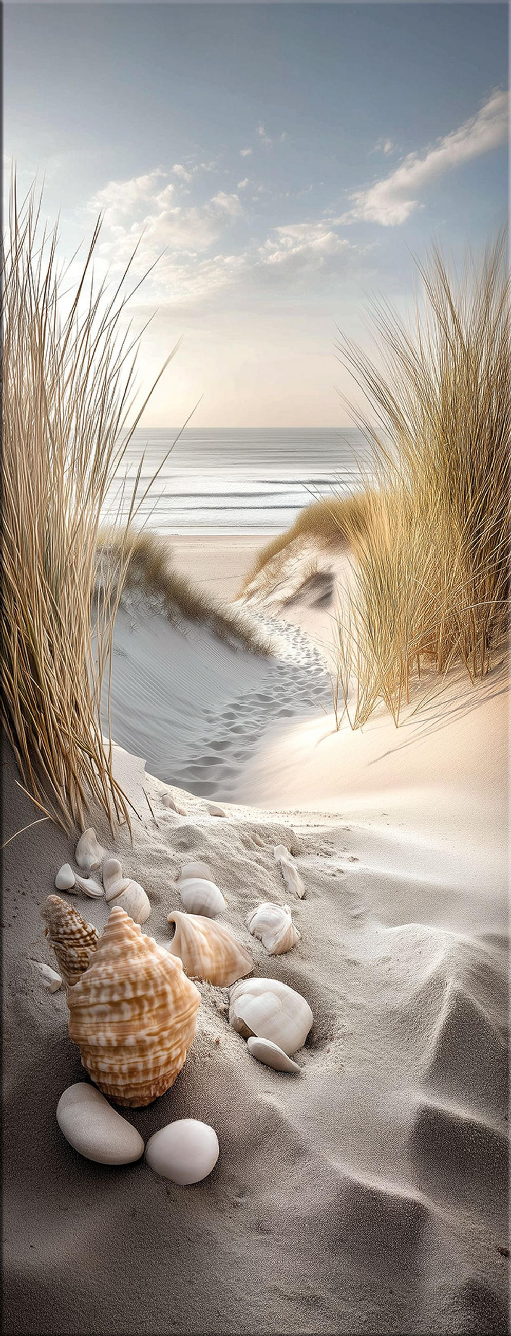 GLASBILD 30x80 cm Strand und Meer - Beige, Glas (30/80cm) - artissimo