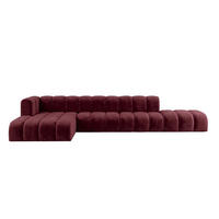 ECKSOFA Modulares In L-Form Mit Hocker, Velvet-Stoff Riviera, Rotwein, Links, GRAND - Dunkelrot, Holz (386/179cm) - Kaiser Möbel