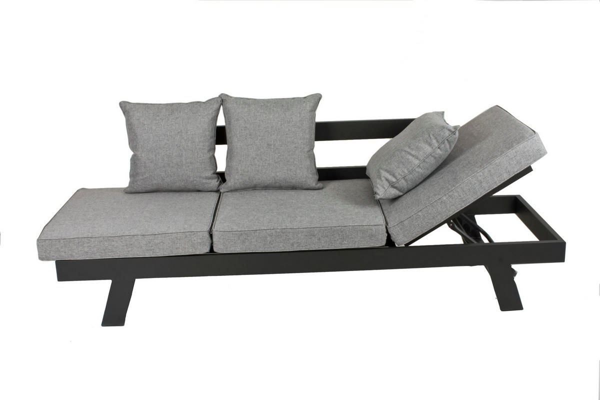 GARTENSOFA Ben Gartenliege - Grau, Kunststoff (216/70/74cm) - DELUKE