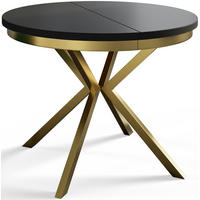 ESSZIMMERTISCH BERGO, ausziehbarer Tisch 120 cm/200 cm, Farbe: Schwarz, mit Metallbeinen in Farbe Gold - Goldfarben/Schwarz, Holzwerkstoff (120/120/76cm) - Alpi-Möbel