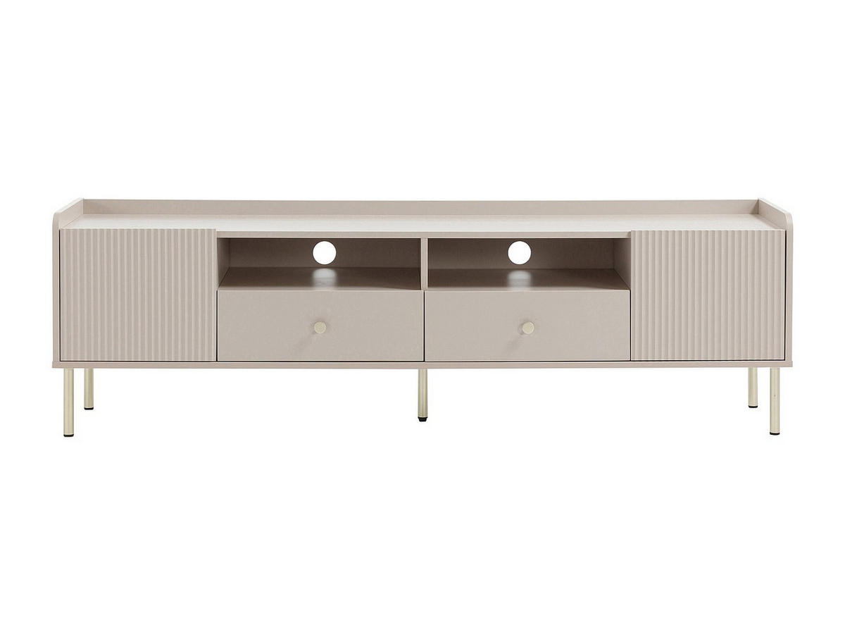 TV-MÖBEL mit 2 Türen, 2 Schubladen und 2 Fächern – Beige & Gold – LUNAOR - Beige, Holz (180/54/40cm) - Vente-Unique