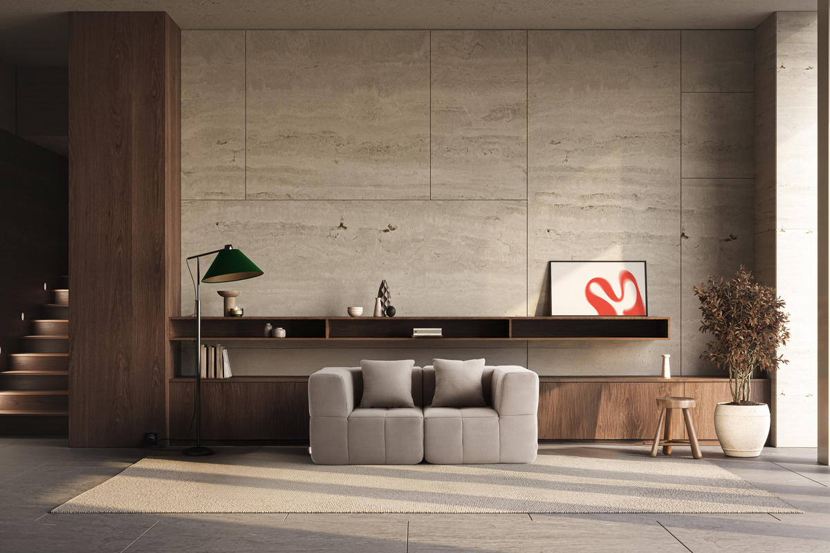 2-SITZER-SOFA Bouclé-Stoff Steinbeige - Greige, Textil (180/73/95cm) - MILYsofa