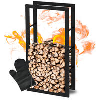 KAMINHOLZREGAL innen Metall KEOP Schwarz 60x25x125 cminkl. Ofenhandschuh - Schwarz, Metall (60/125/25cm) - DELUKE