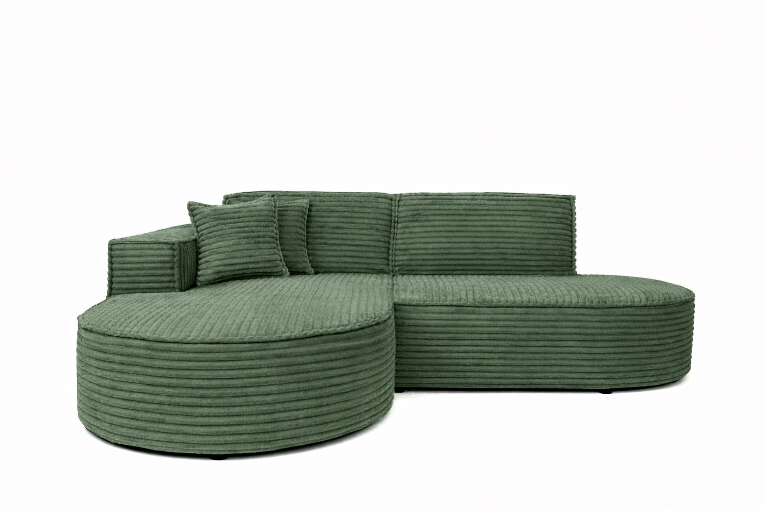ECKSOFA L-Form, Cordstoff Velo, Olive, Links, Modena Studio - Olivgrün, Holz (236/165cm) - Kaiser Möbel