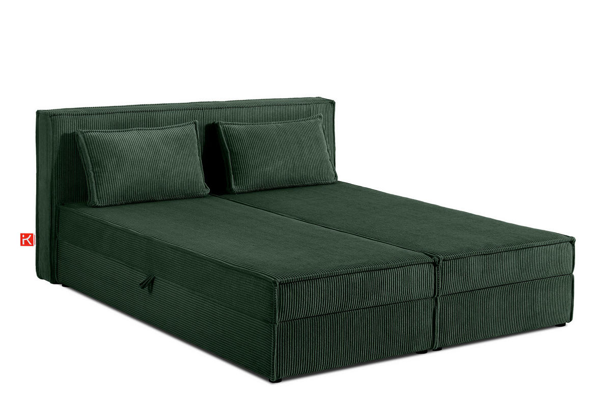 BOXSPRINGBETT ROTI mit Stauraum, dunkelgrün - Dunkelgrün/Schwarz, Holz/Holzwerkstoff (180/200cm) - KONSIMO®
