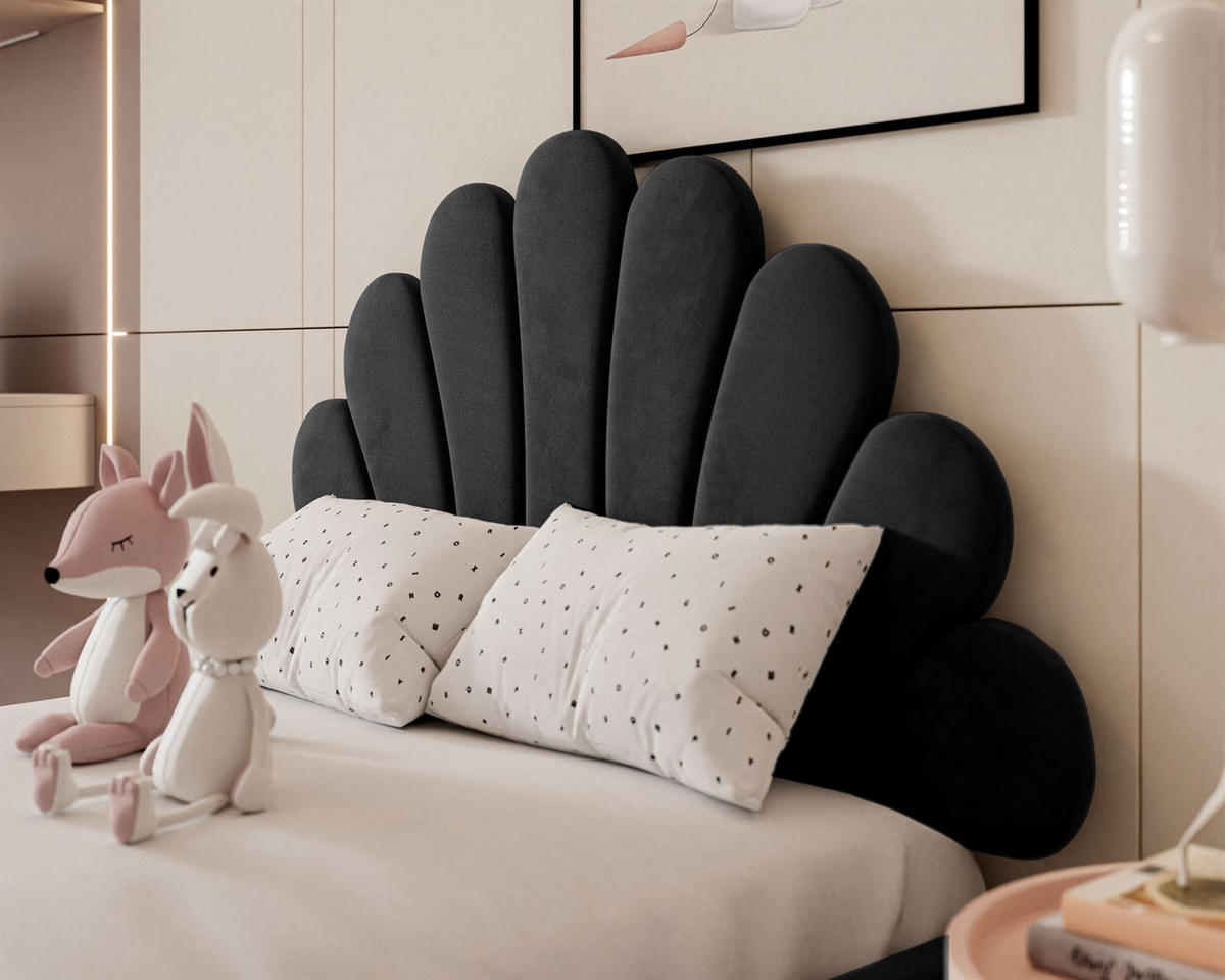 POLSTERBETT ASHLEY mit Bettkasten 180x200 cm, Stoff: Jasmine 100 - Schwarz, Textil - Lookway