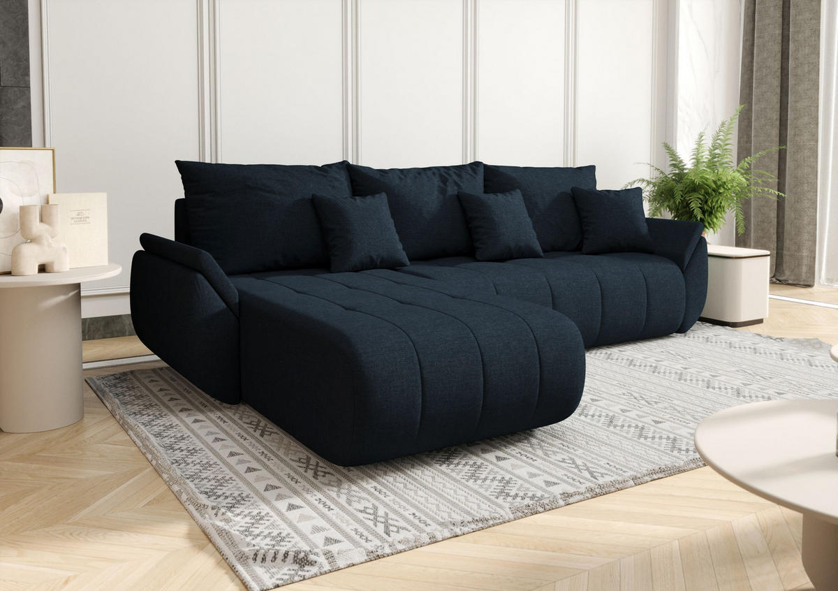 ECKSOFA mit Schlaffunktion TOKYO L Wind 77 - Dunkelblau, Textil (280/185cm) - Bedante