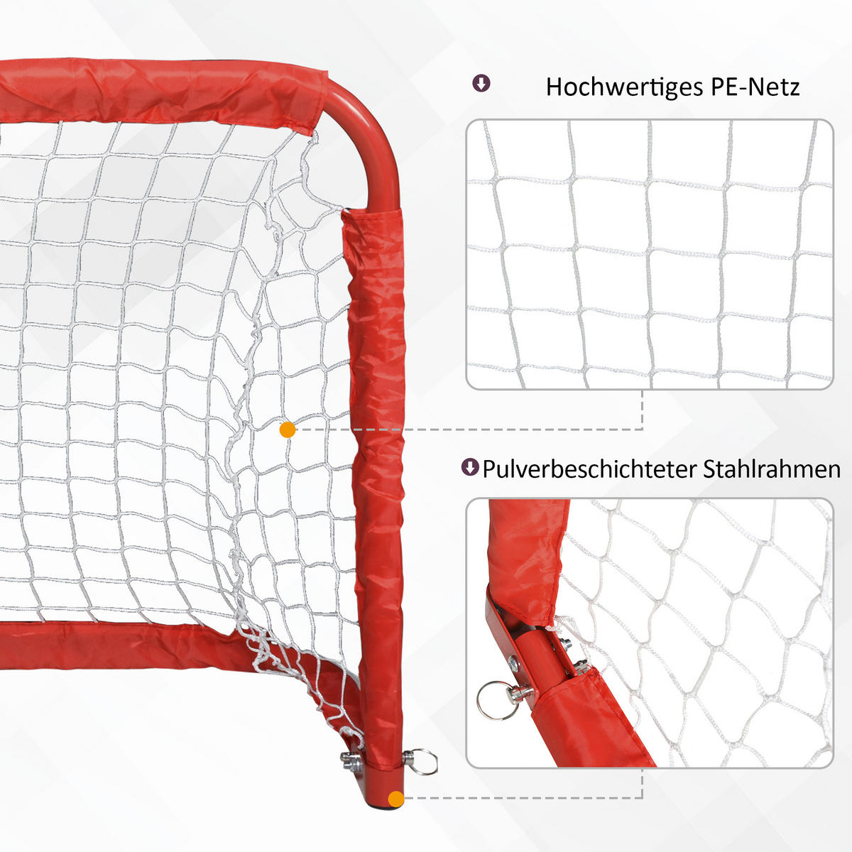 FUSSBALLTOR, Stahl(Q195), Rot, 90L x 36B x 60H cm - Rot, Metall (36/90cm) - HOMCOM