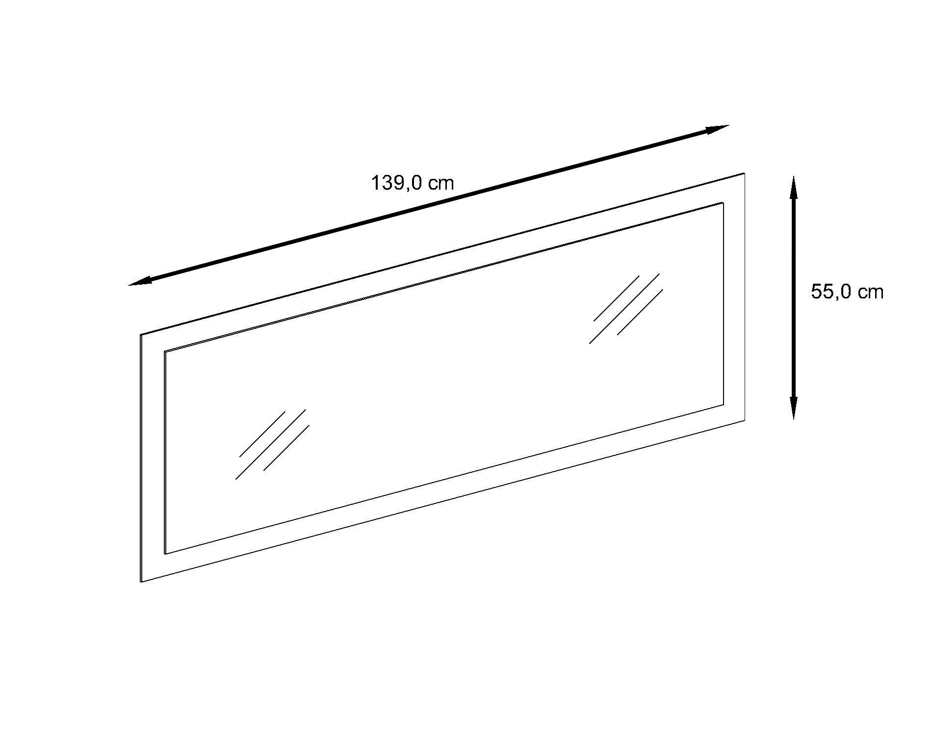 Thumbnail - Vladon Spiegel, Weiß Hochglanz, Holzwerkstoff, 139x55x2 cm, Spiegel, Wandspiegel