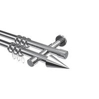 GARDINENSTANGEN-SET Prestige Savio 320 cm (geteilt in 2 x 160 cm), 2-läufig, 20 mm Ø Chrom - Chromfarben, Metall (320cm) - INTERDECO