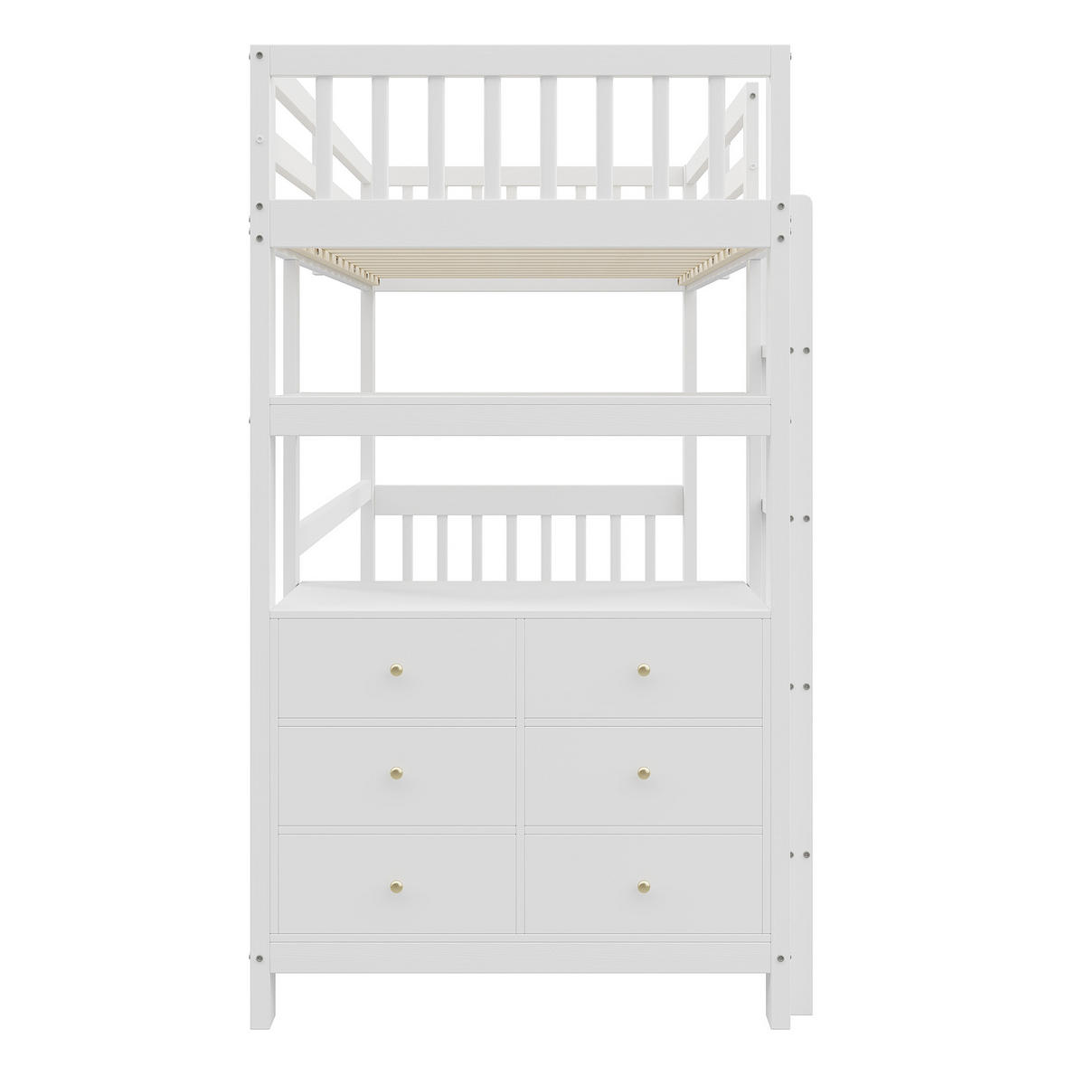 HOCHBETT 90x200 cm Schubladen Regal weiß - Weiß, Holz (90/200cm) - LEBENLANG