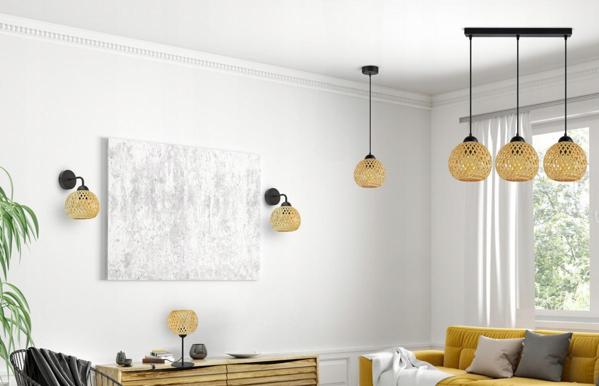 PENDELLEUCHTE BOHO - Beige/Schwarz, Holz/Metall (13/70/100cm) - kiki design