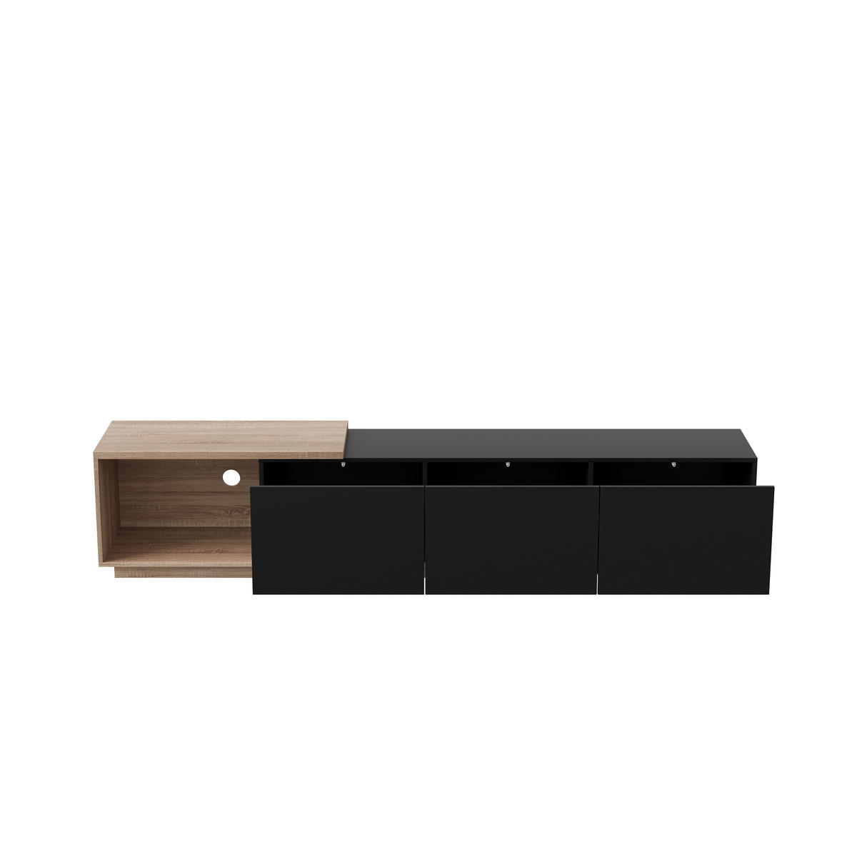 FERNSEHSCHRANK 240cm Schwarz mit Sensor LED & USB, Modern - Schwarz, Holz (38/44/240cm) - CASIVA