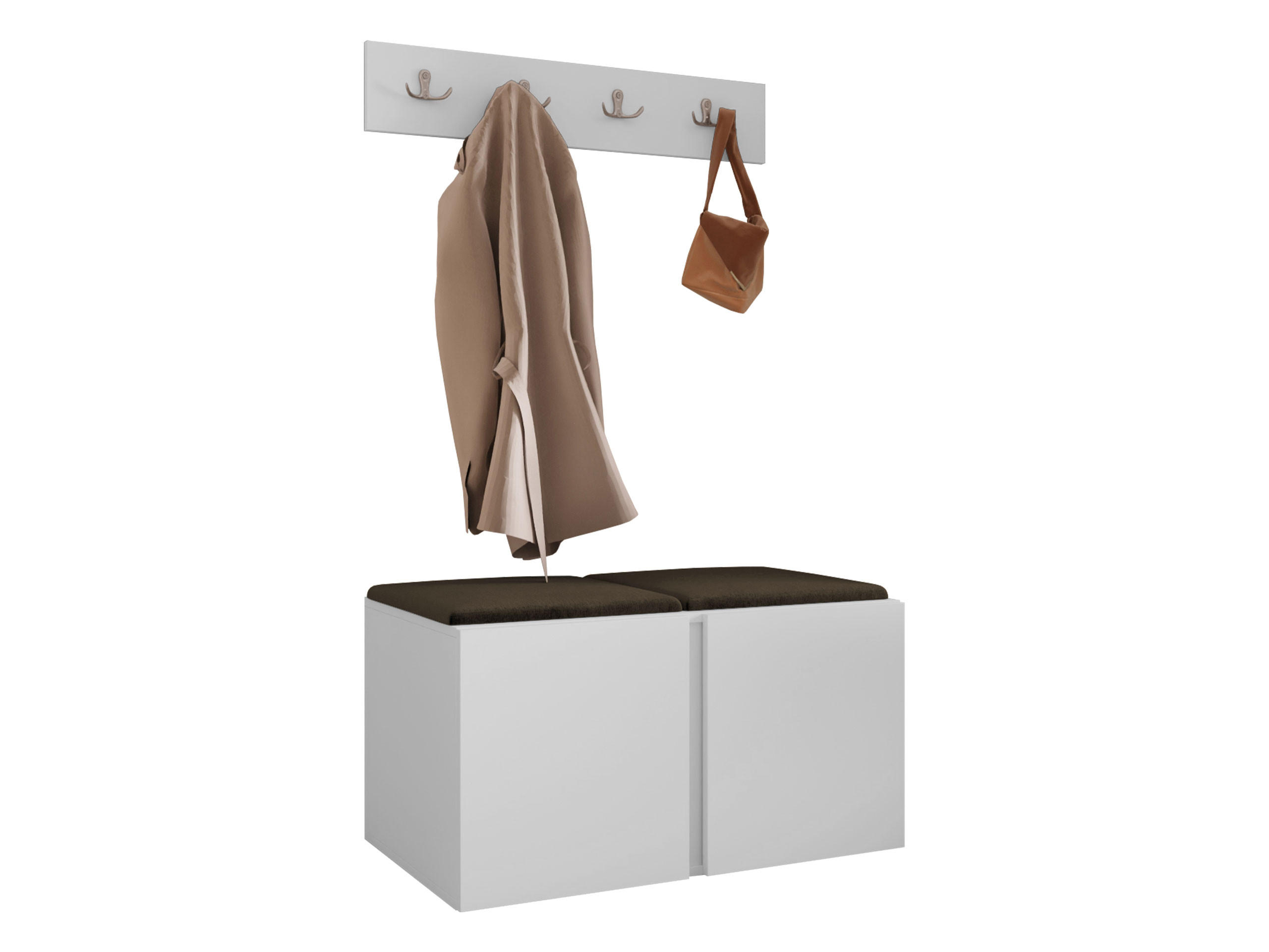 GARDEROBEN-SET Orion VI - Weiß/Braun, Holzwerkstoff/Kunststoff (84/42/46cm) - MIRJAN24