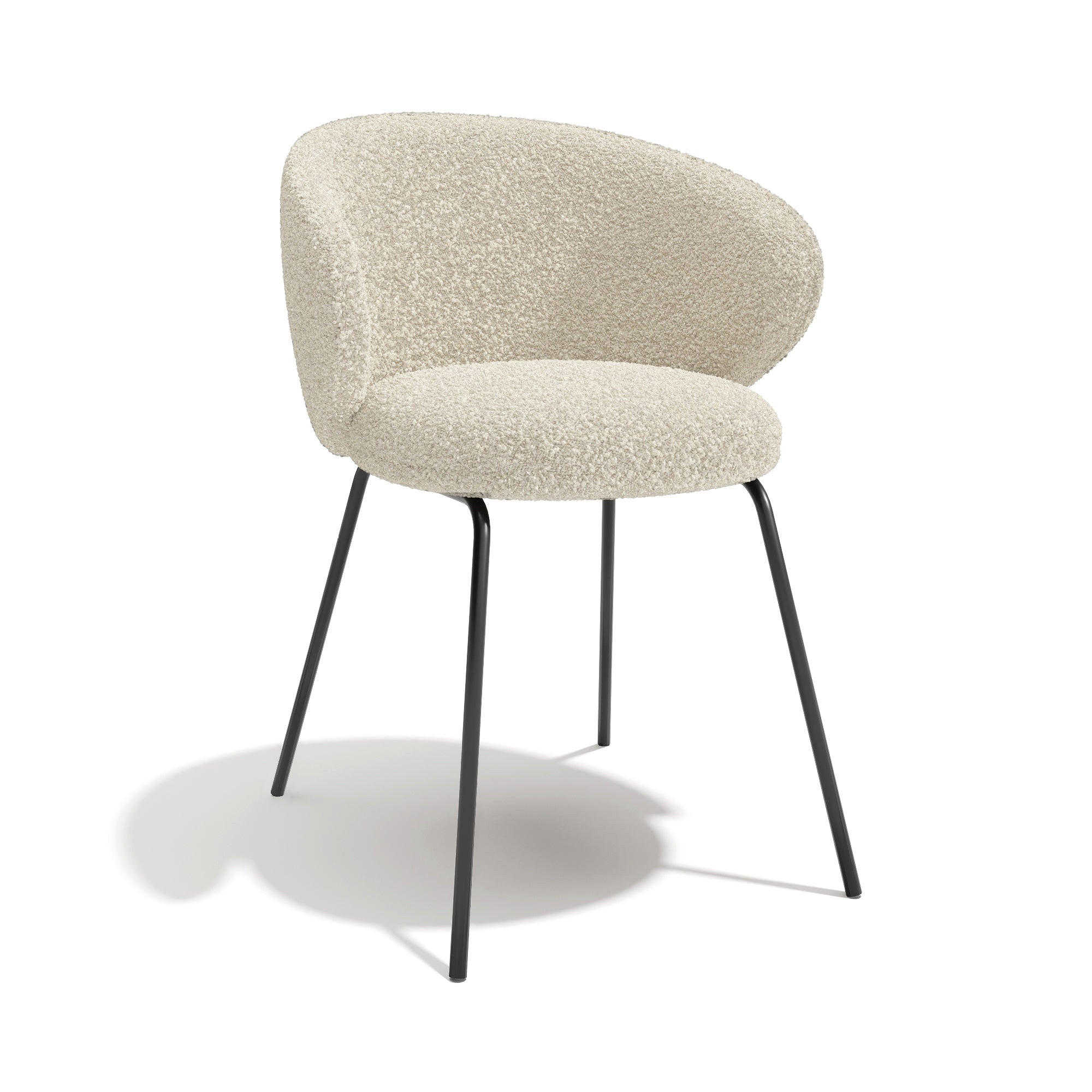 ESSZIMMERSTUHL Bouclé-Stoff Creme 53.5cm - Creme, Textil (53.5/75/54cm) - Sia Home