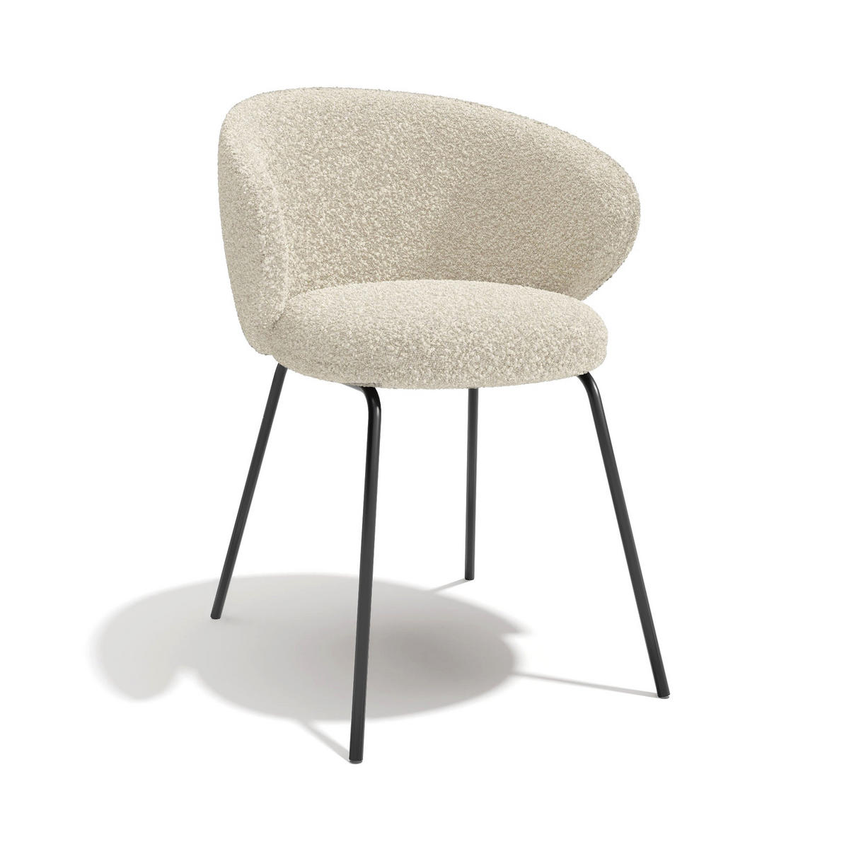 ESSZIMMERSTUHL Bouclé-Stoff Creme 53.5cm - Creme, Textil (53.5/75/54cm) - Sia Home