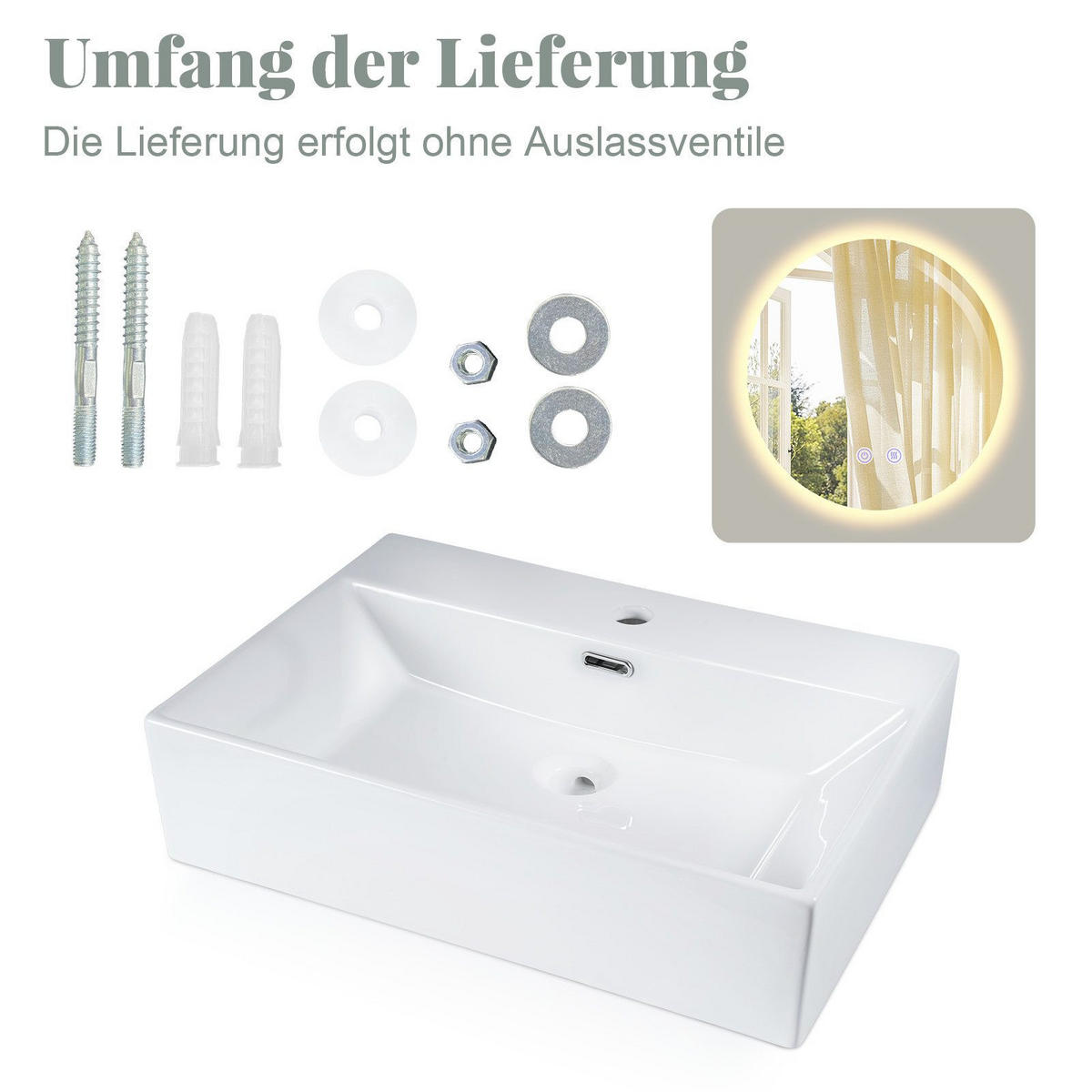 WASCHBECKEN Bayreuth II 51/42/15cm - Weiß, Keramik (42/15/51cm) - Nettlife