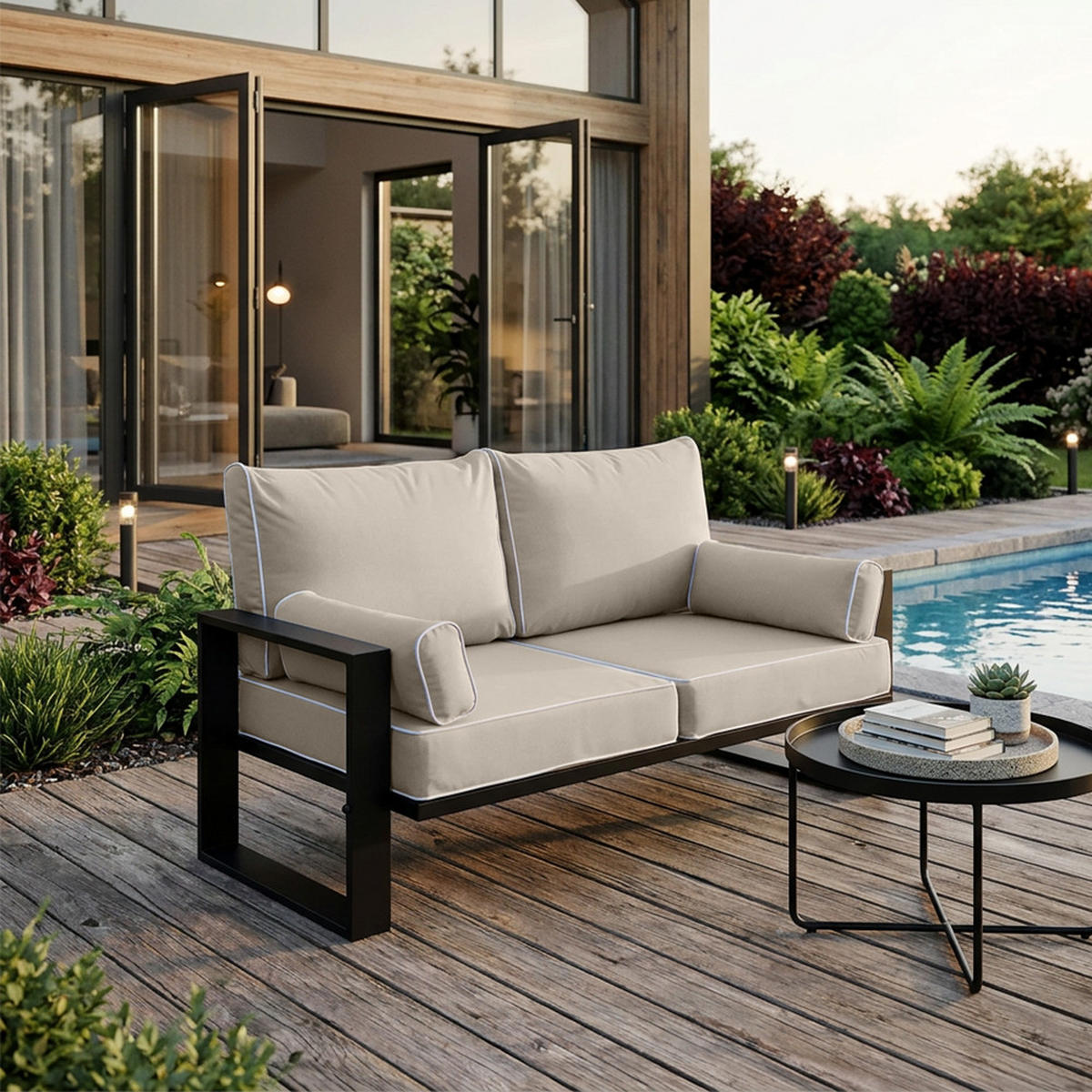 LOUNGESOFA 2-Sitzer Verdino mit Metallrahmen 150 cm grau - Grau, Metall (150/90/87cm) - Beautysofa