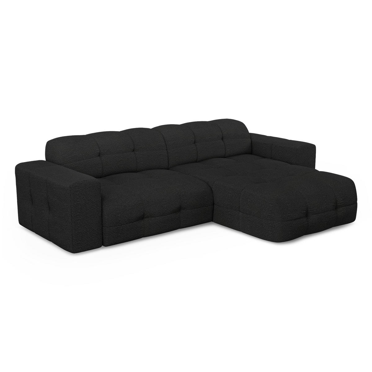 ECKSOFA RECHTS Bouclé-Stoff Dunkles Anthrazit 230cm - Anthrazit, Textil (230/155cm) - Sia Home