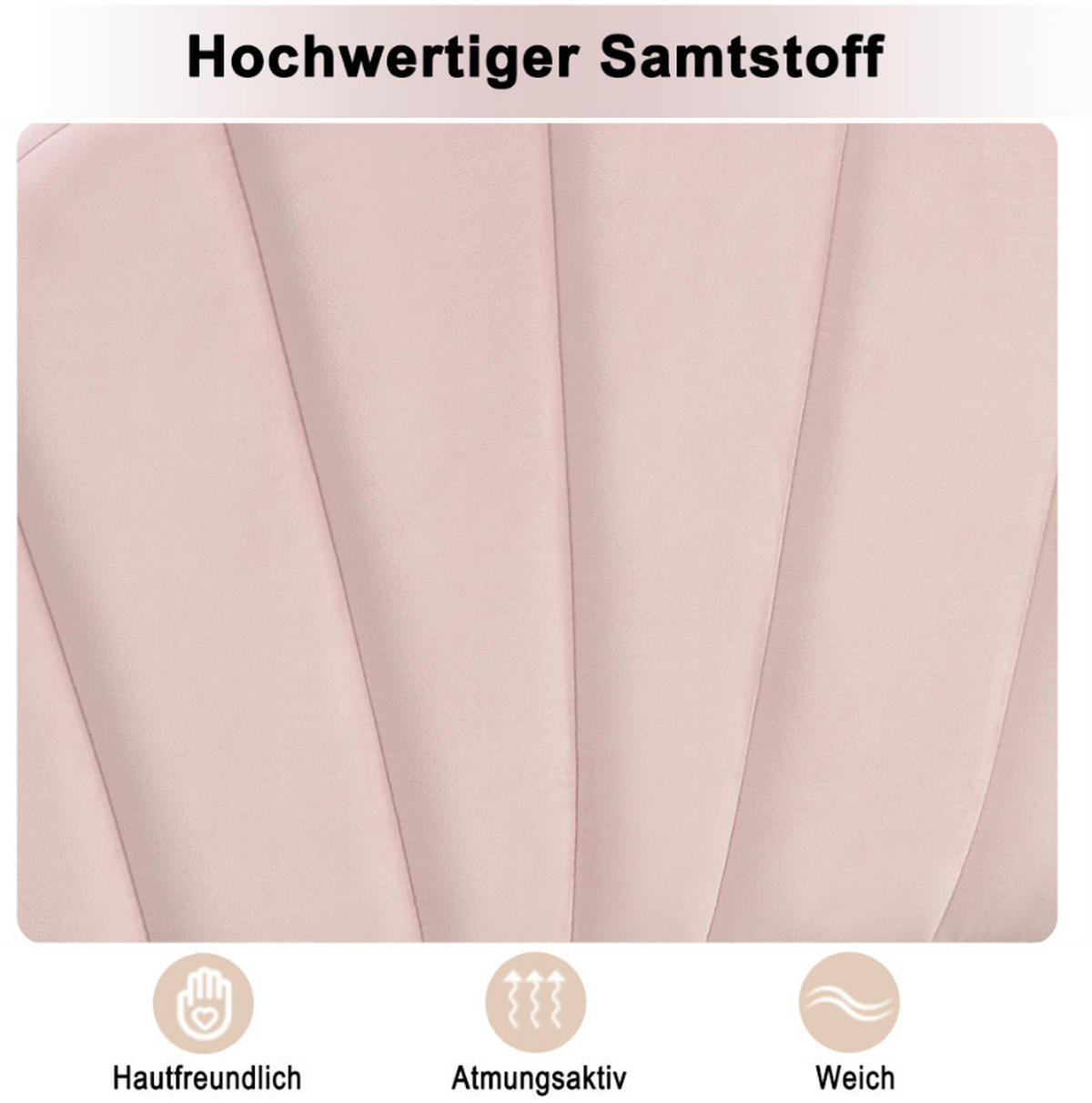 KINDERBETT Polsterbett 90/200 cm aus Samt mit höhenverstellbarem Muschel-Kopfteil Rosa - Rosa, Textil (90/200cm) - Modenvie