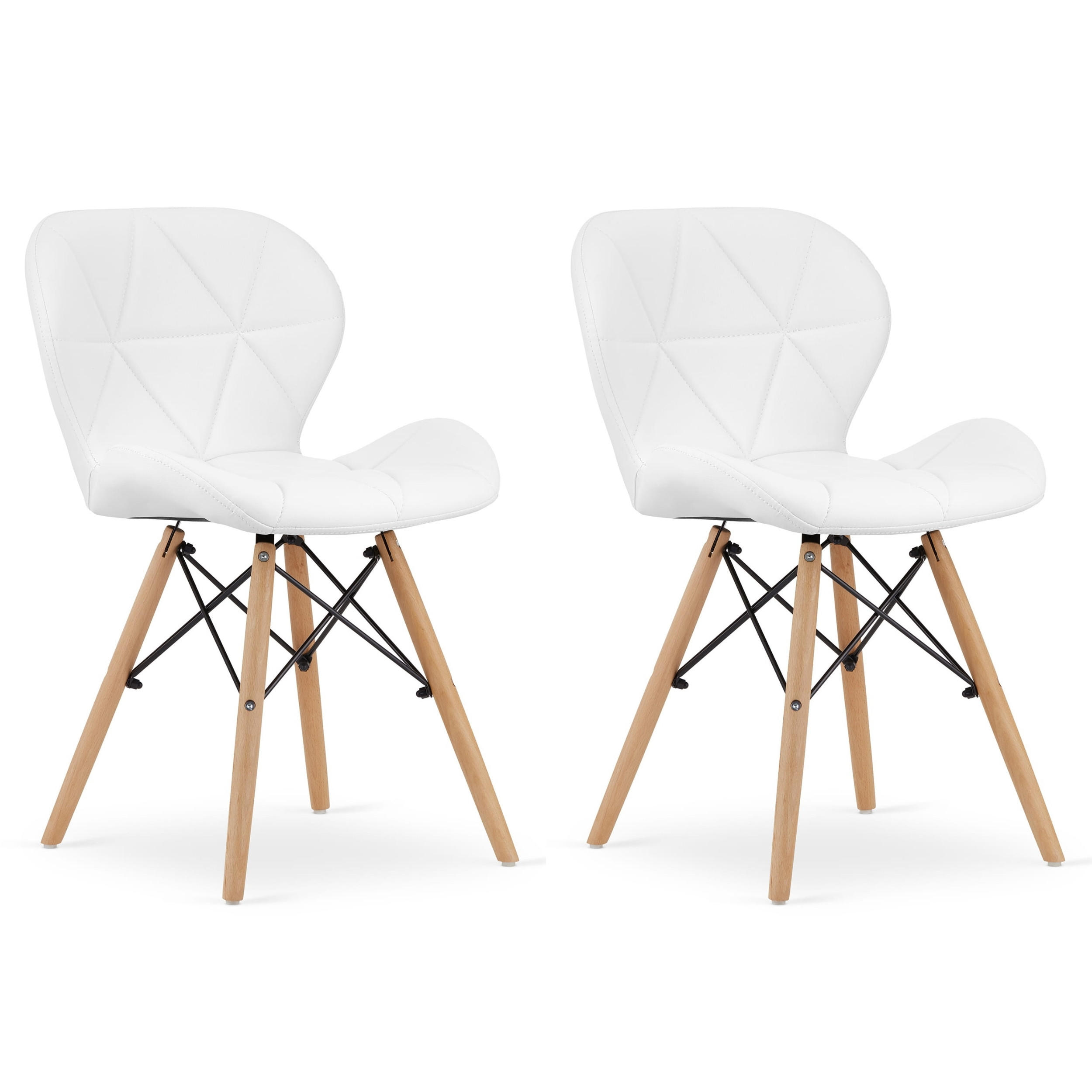 STUHL AMATRICE 2-er Set, Weiß Polsterung aus Kunstleder - Weiß, Holz/Kunststoff (48/74/53cm) - Komodee