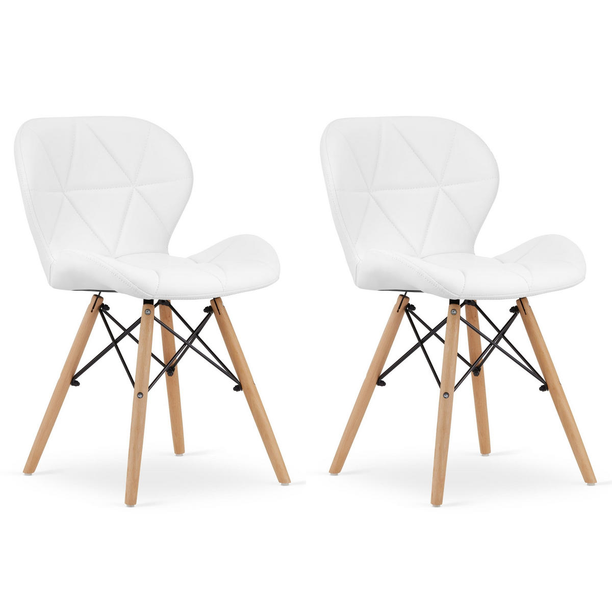 STUHL AMATRICE 2-er Set, Weiß Polsterung aus Kunstleder - Weiß, Holz/Kunststoff (48/74/53cm) - Komodee
