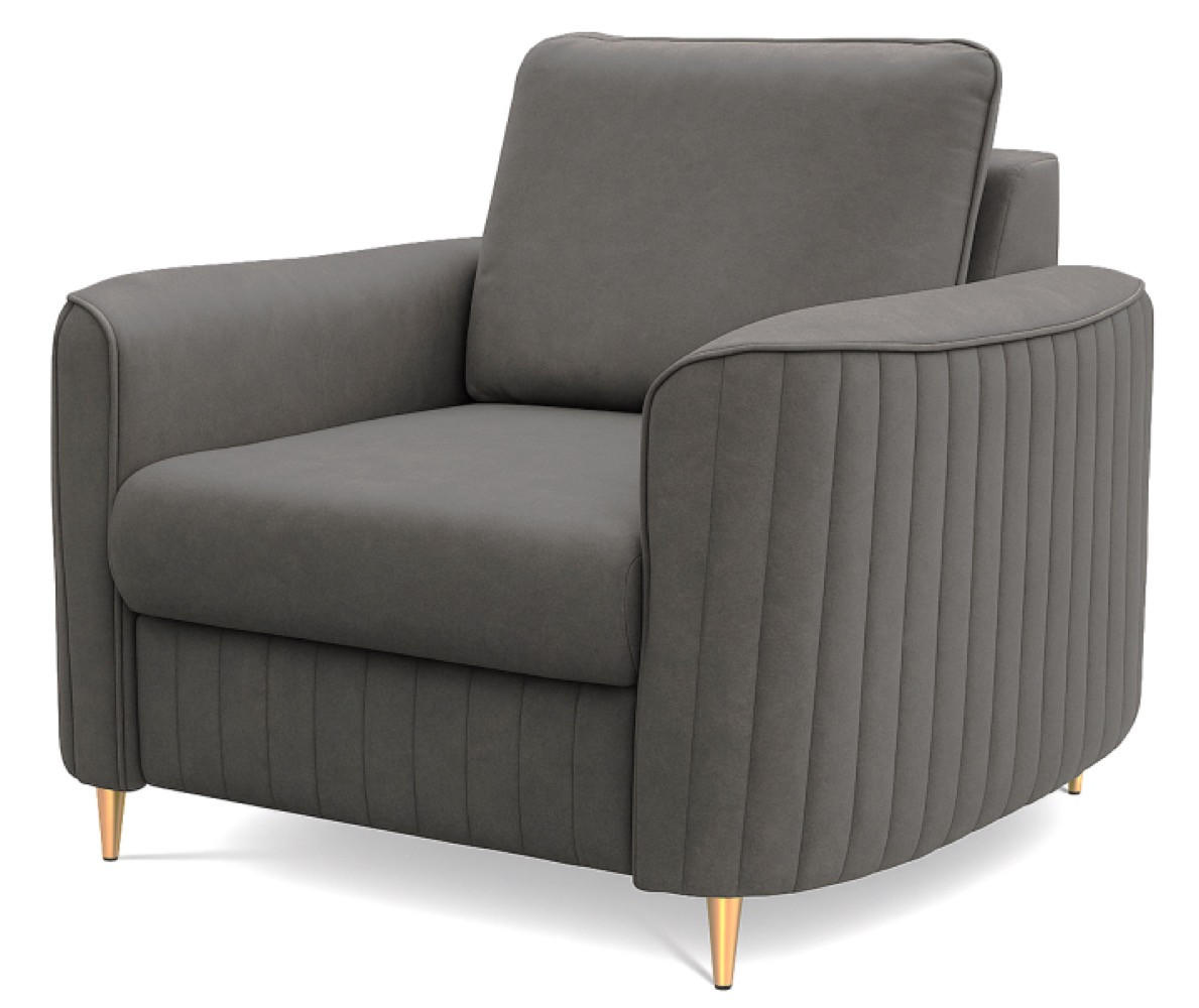 SESSEL Dunkelgrau LOREN Mit Goldfarbenen Beinen - Grau, Textil (100/85/94cm) - Sepro Meble