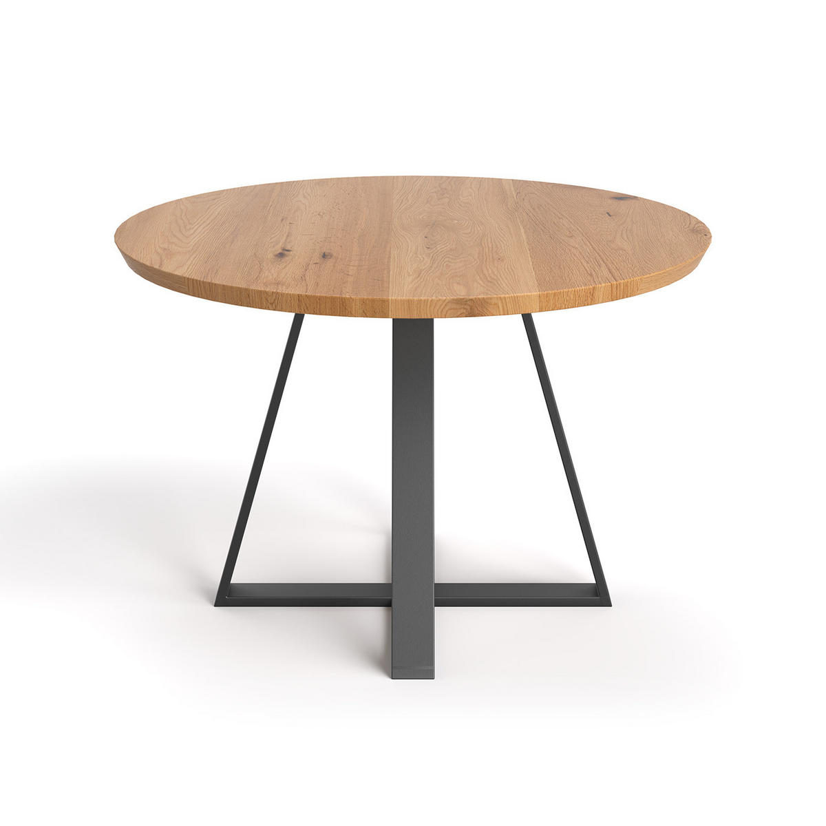 ESSTISCH Cloud Runder aus massivem Eichenholz 110 cm - Eichefarben/Schwarz, Holz/Metall (110/110/75cm) - Danzz