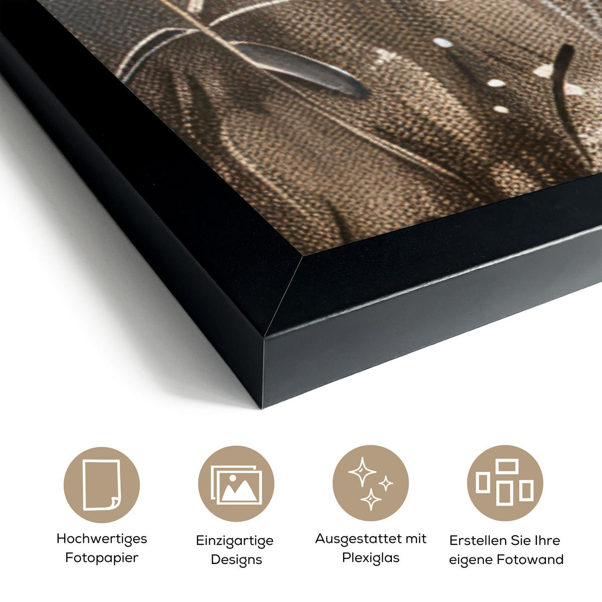 GERAHMTES BILD Blumen - Rosa - Modern - Beige 60x80 cm - Beige, Papier (60/80cm) - MuchoWow