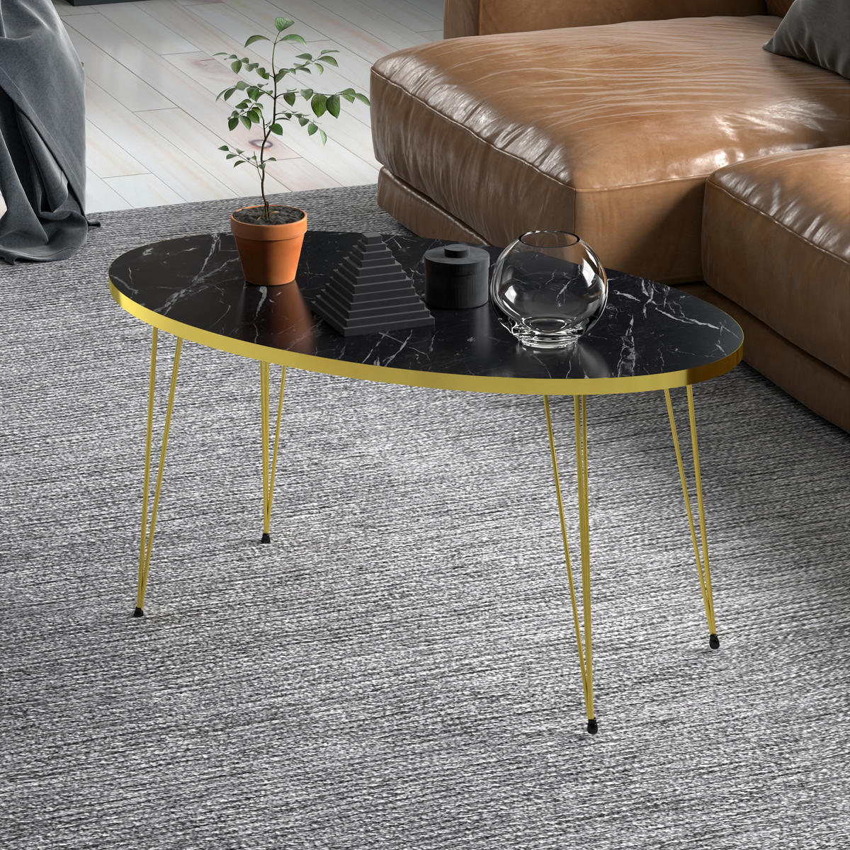 COUCHTISCH Skævinge 90/50/43 - Schwarz, Metall (50/90/43cm) - [en.casa]