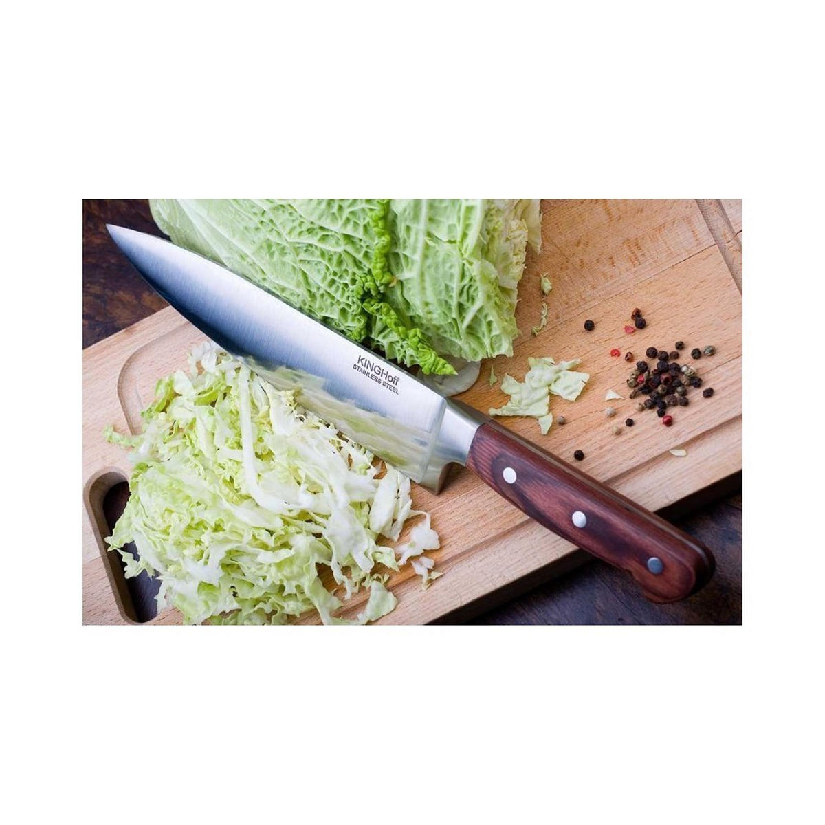 KOCHMESSER Silber 34/5/34 cm KH3440 - Silberfarben, Holz (34cm) - Kinghoff 