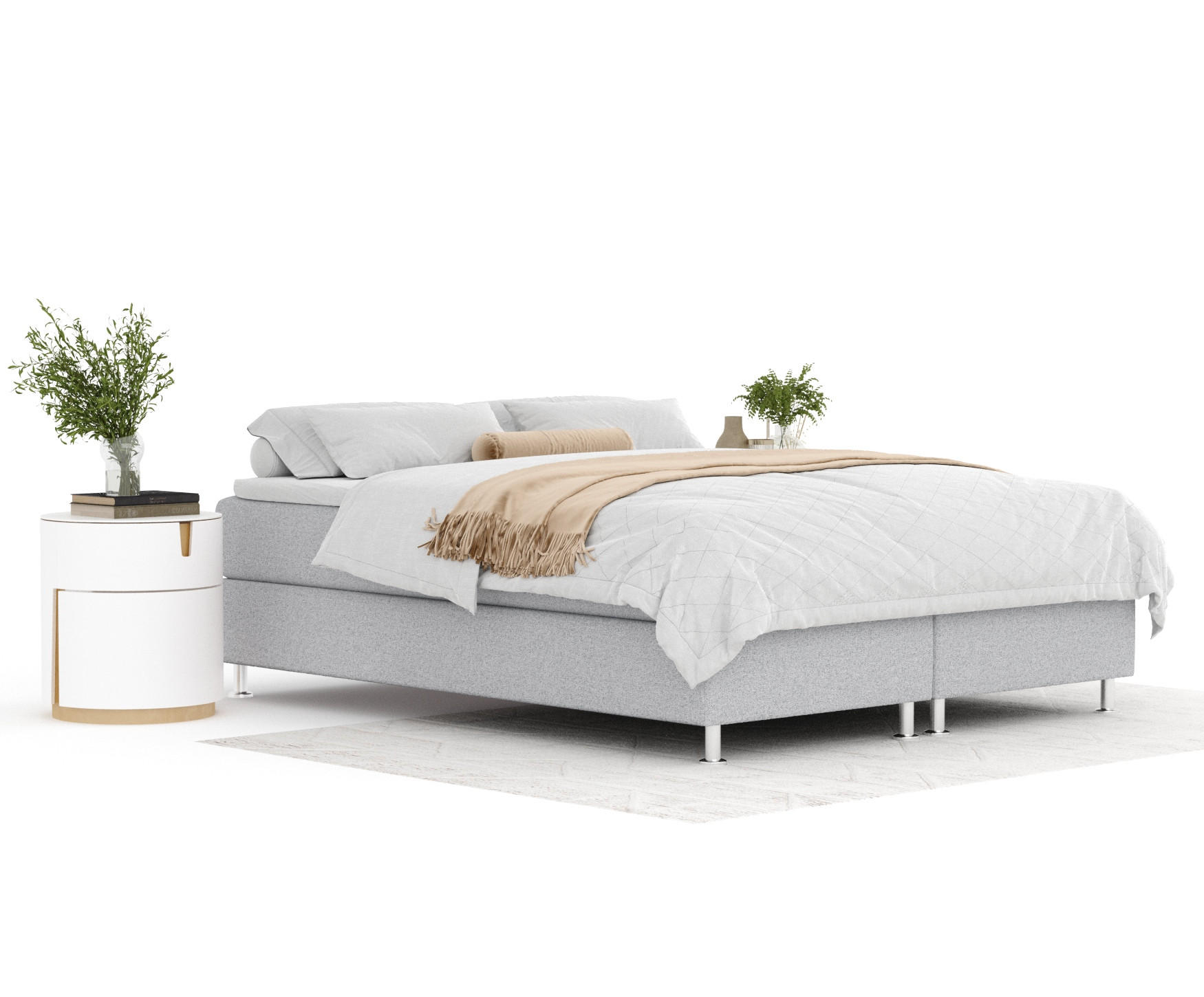 BOXSPRINGBETT Sub Hellgrau 160/200 cm mit Latex-Topper - Silberfarben/Hellgrau, Holz/Holzwerkstoff (160/200cm) - Maison de Reve