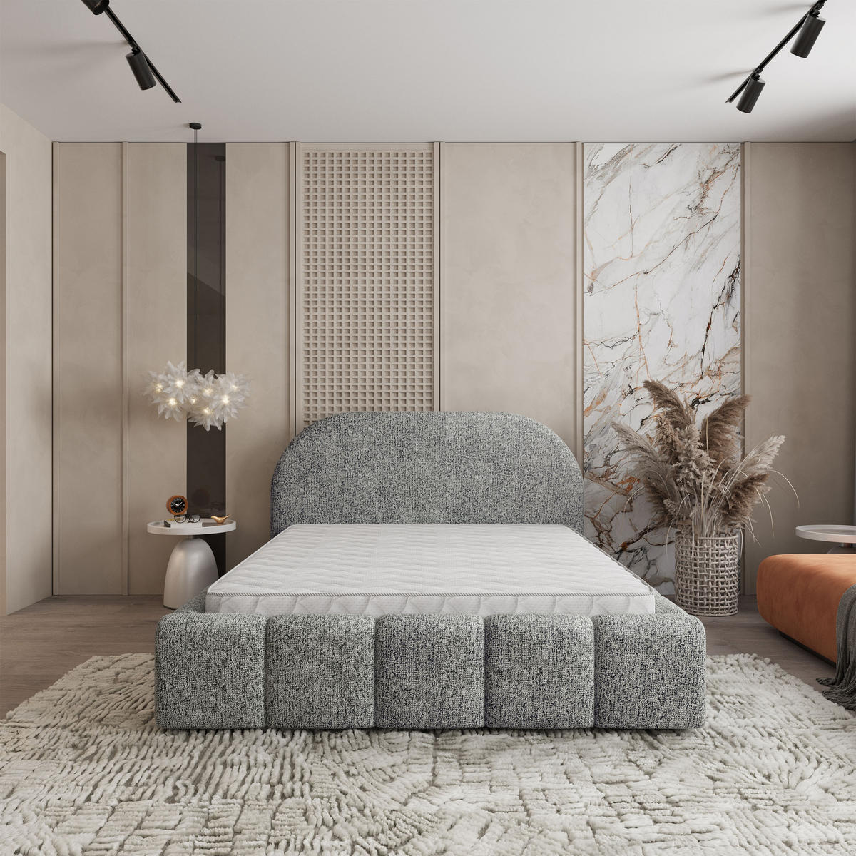 POLSTERBETT FLUSSO 200x200 cm mit Bettkästen - Hellgrau - Hellgrau, Holz (200/200cm) - MASSENO