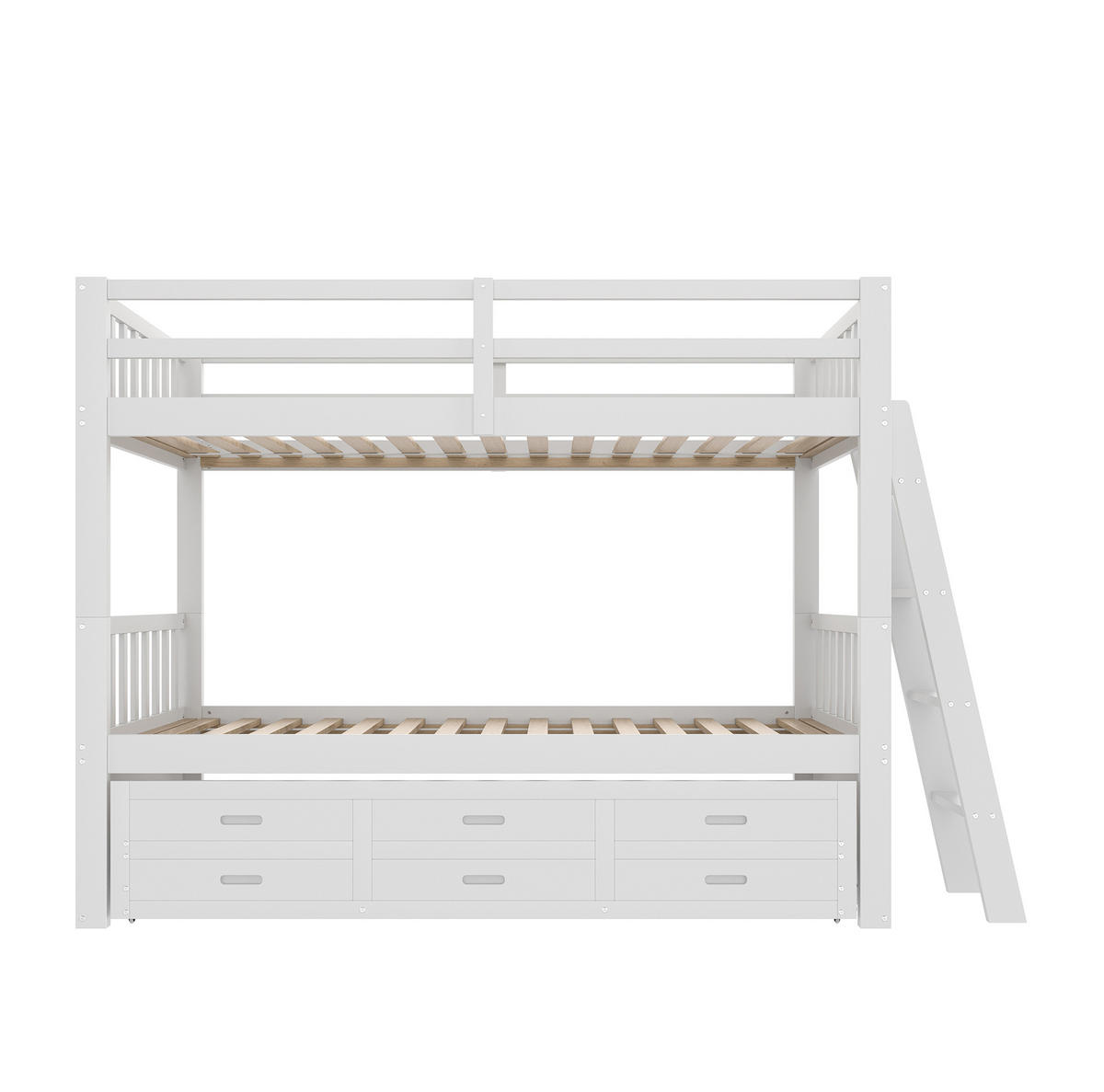 ETAGENBETT 90/200 cm aus Kiefer mit Ausziehbett und 3 Schubladen - Weiß, Holz (90/200cm) - BEAOK